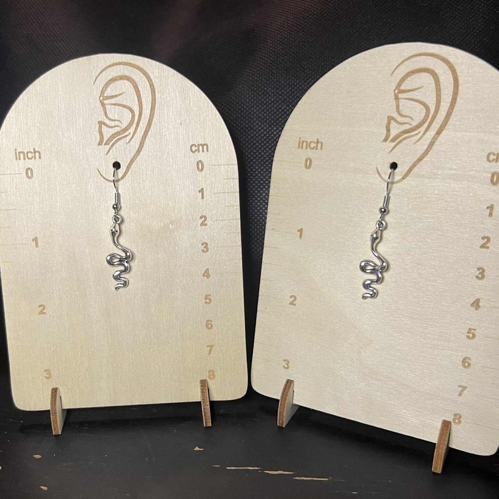 Elegant Silver Snake Dangle Hook Earrings